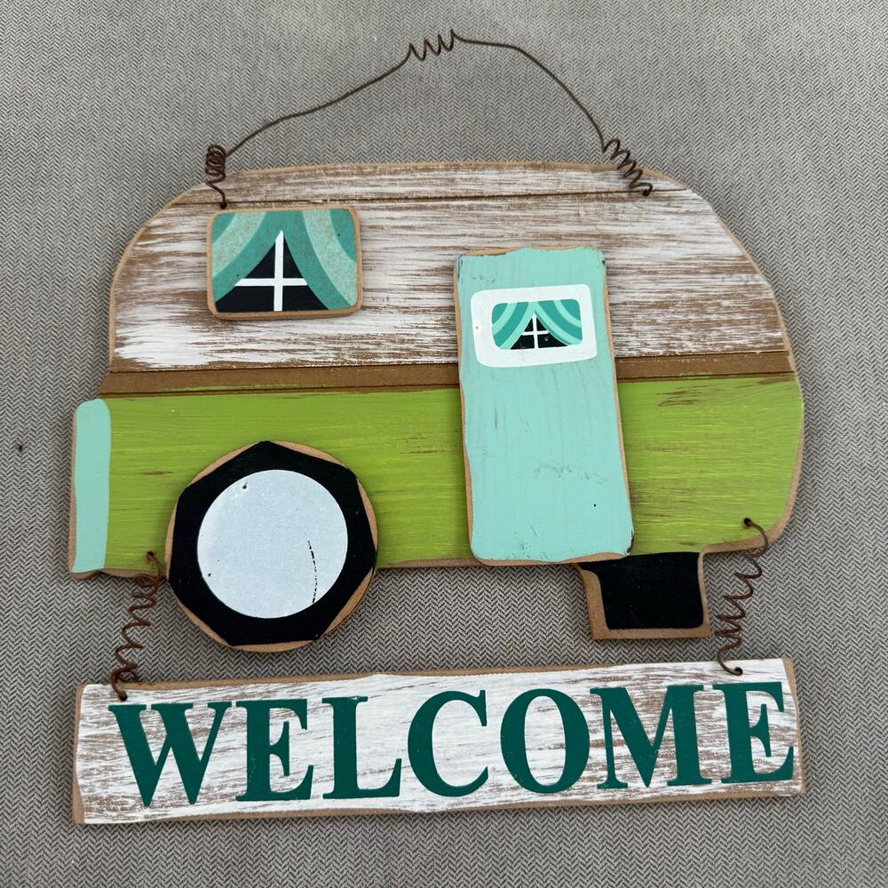Rustic Camper Welcome Sign Hanging RV Travel Trailer Wall Decor Farmhouse